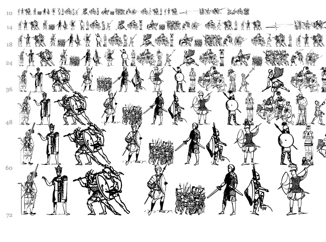 Ancient warriors and weapons TFB font waterfall